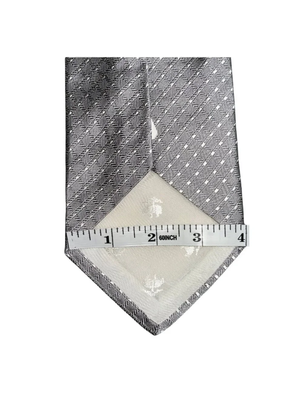 Brooks Brothers Makers Silver Geometric Silk Tie Made in USA Classic 3.75